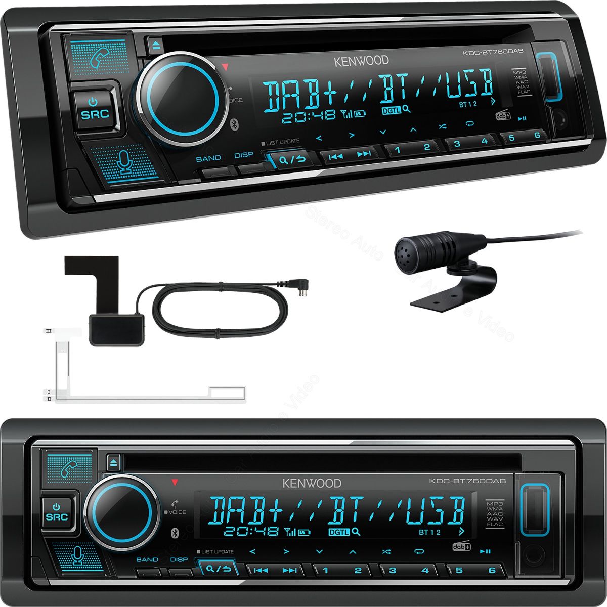 Autoradio 1 din Kenwood KDC-BT760DAB, vivavoce bluetooth, radio dab e fm, cd, usb, aux-in, 2 uscite rca, colori modificabili.