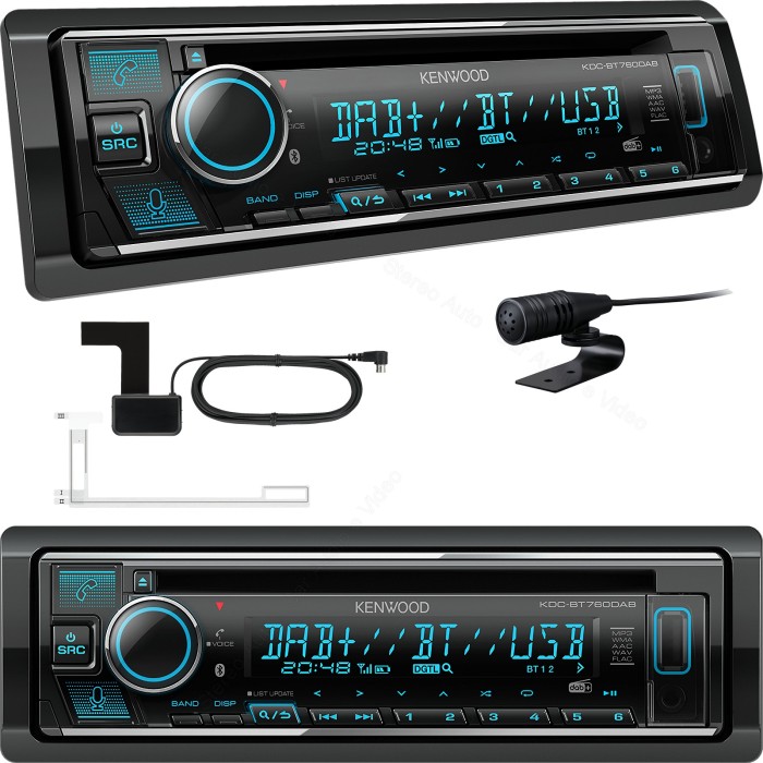 Autoradio 1 din Kenwood KDC-BT760DAB, vivavoce bluetooth, radio dab e fm, cd, usb, aux-in, 2 uscite rca, colori modificabili.