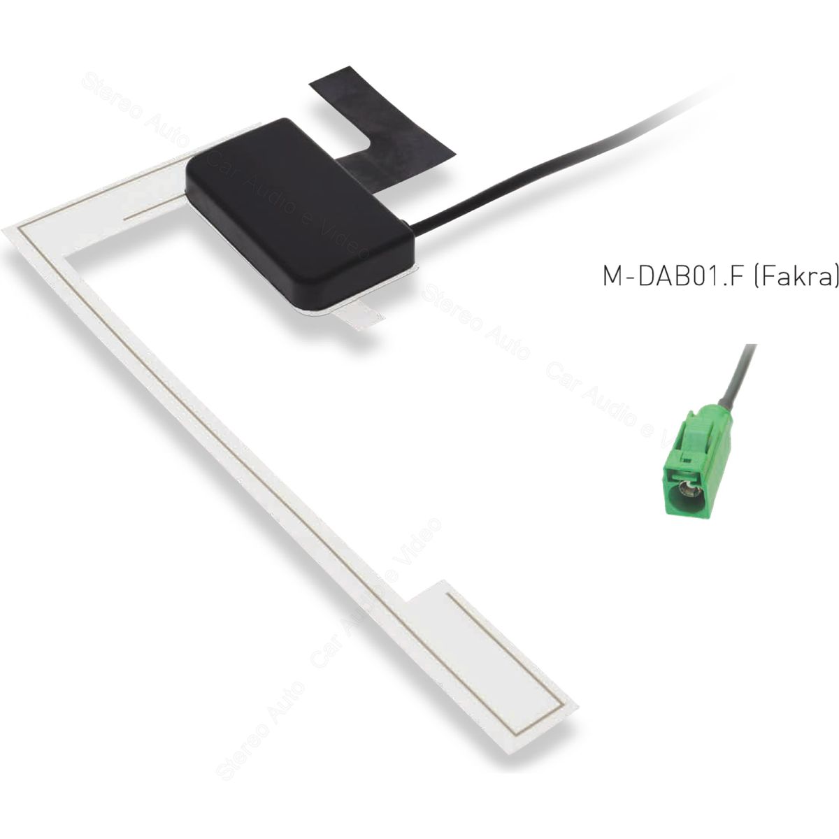Antenna DAB per parabrezza Auto Furgone Camper Macrom M-DAB01.F FAKRA, connettore FAKRA, adesiva