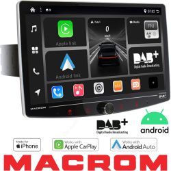 Monitor autoradio Macrom T1003DAB, sintomonitor 1 din, schermo 10 pollici, android, wi-fi, bluetooth, dab.