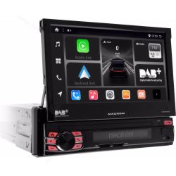 Monitor autoradio Macrom T6593DAB, sintomonitor 1 din, schermo motorizzato 7 pollici, wi-fi, bluetooth, carplay, android auto.