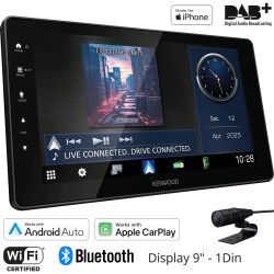 Autoradio monitor 1 din Kenwood DMX-F920DS, Wi-Fi, Bluetooth, DAB, USB, Apple CarPlay e Android Auto Wireless, GPS Integrato.