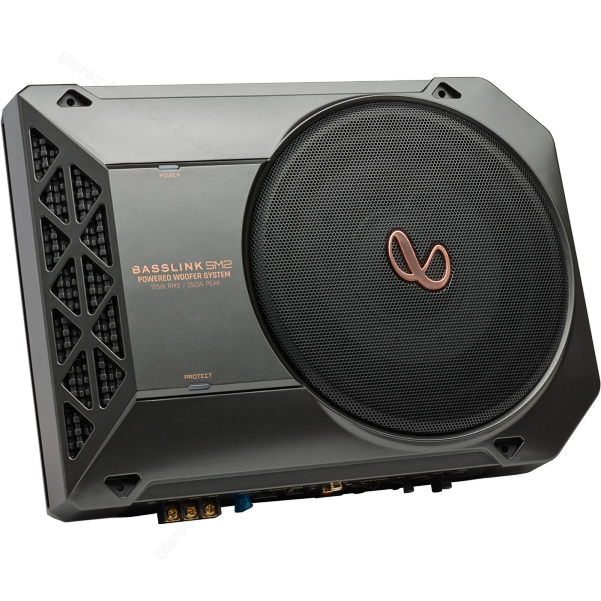 Subwoofer auto sotto sedile, attivo 20 cm, cassa chiusa sottile, piatto compatto con amplificatore, Infinity BassLink SM2