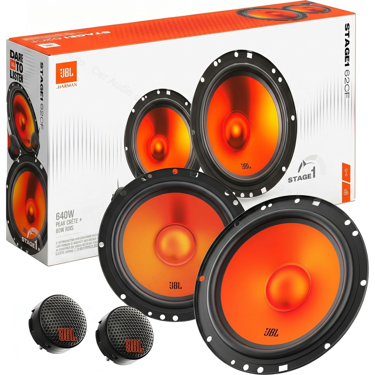 Kit altoparlanti a componenti separati 2 vie per auto 16,5 cm JBL Stage1 62CF con Woofer e Tweeter