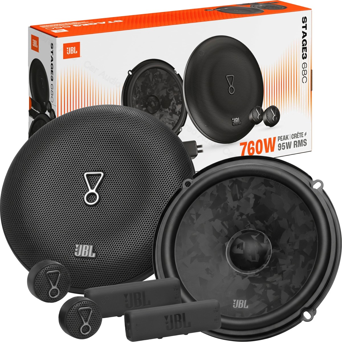 Kit altoparlanti a componenti separati 2 vie per auto 16,5 cm JBL Stage3 68C con Woofer e Tweeter