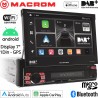 Monitor autoradio Macrom T6593DAB, sintomonitor 1 din, schermo motorizzato 7 pollici, wi-fi, bluetooth, carplay, android auto.