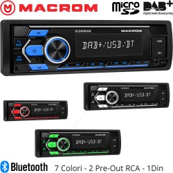 Autoradio 1 din Macrom M-DL5300DAB, Bluetooth, DAB, USB, Ingresso Aux-In, Uscite RCA, Uscita Subwoofer.