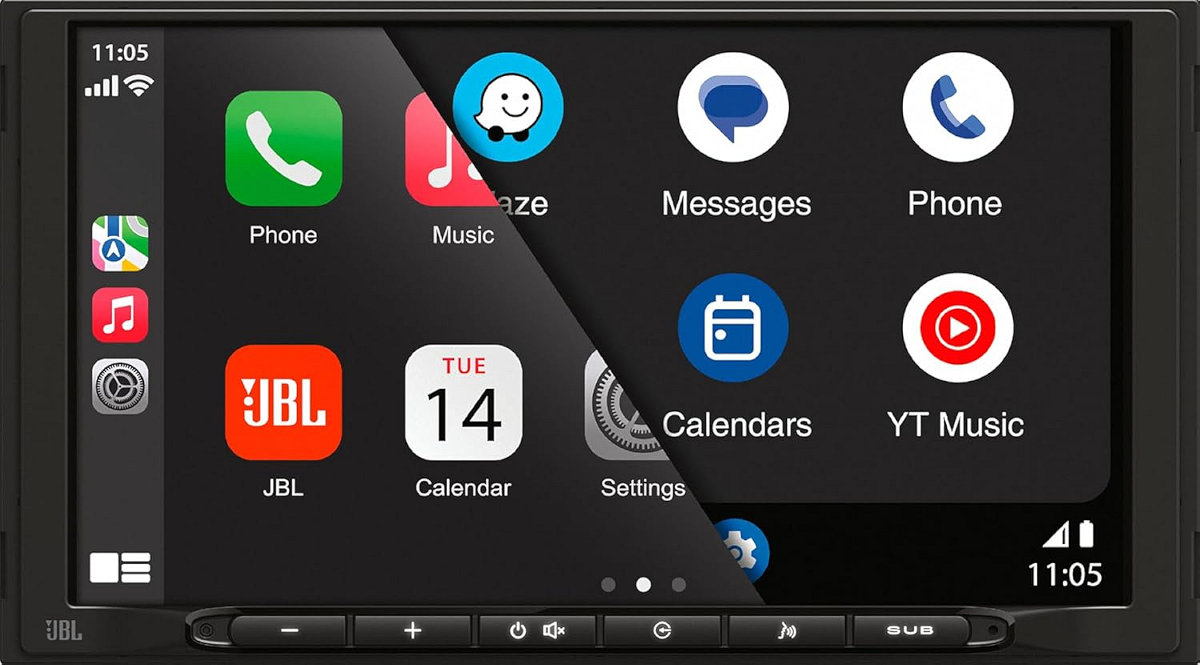 Autoradio monitor 2 din JBL Legend 700D, wi-fi, bluetooth, dab, usb, apple car play e android auto, aux-in, uscite rca e subwoofer.
