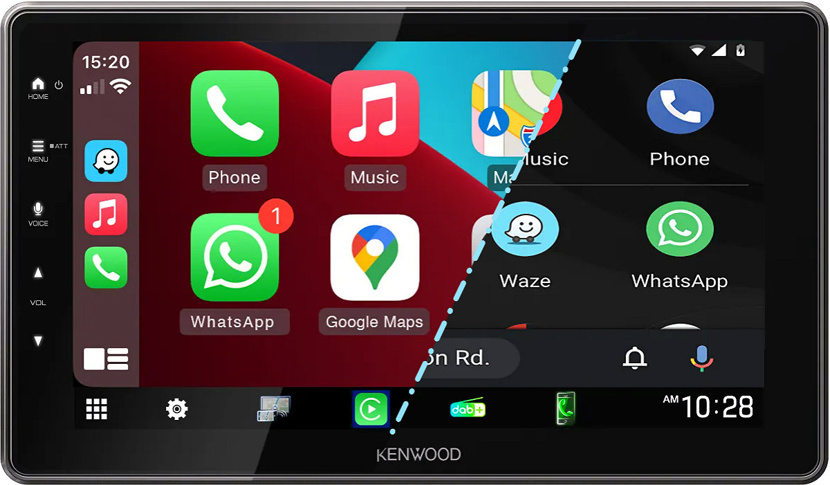 Autoradio monitor 1 din Kenwood DMX-F920DS, Wi-Fi, Bluetooth, DAB, USB, Apple CarPlay e Android Auto Wireless, GPS Integrato.