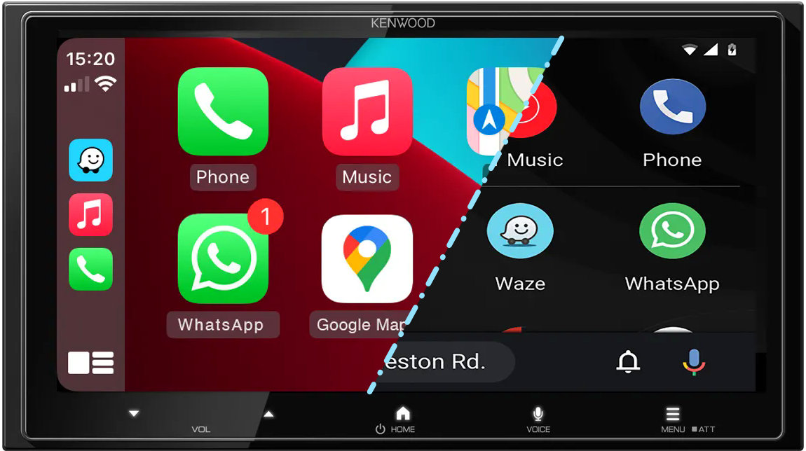 Autoradio monitor 2 din Kenwood DMX7525DABS, Wi-Fi, Bluetooth, DAB, USB, Apple CarPlay e Android Auto, Aux-In, Uscite RCA e Subwoofer.