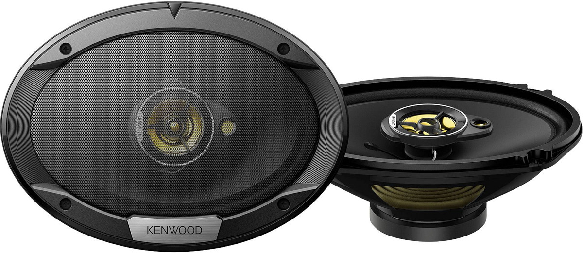 Altoparlanti ovali auto 6x9 Kenwood KFC-S6976EX, casse 3 vie coassiali, woofer ellittici 15x23 cm, midrange e tweeter.