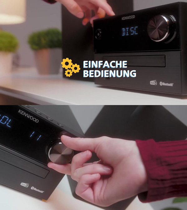 Micro impianto hi-fi stereo compatto, modello Kenwood M-420DAB. Quarta vista.