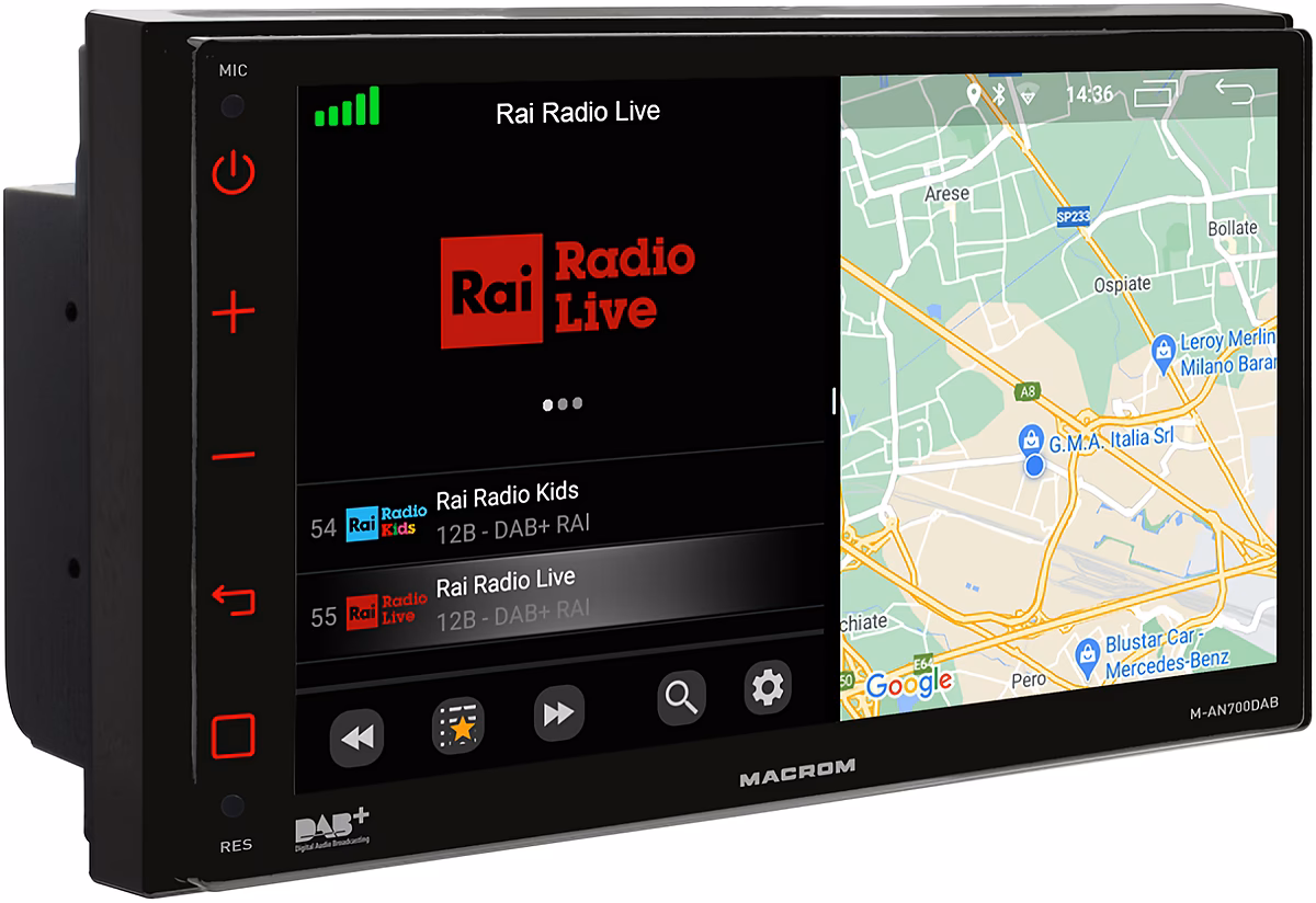 Autoradio monitor 2 din Macrom M-AN700DAB, Wi-Fi, Bluetooth, DAB, USB