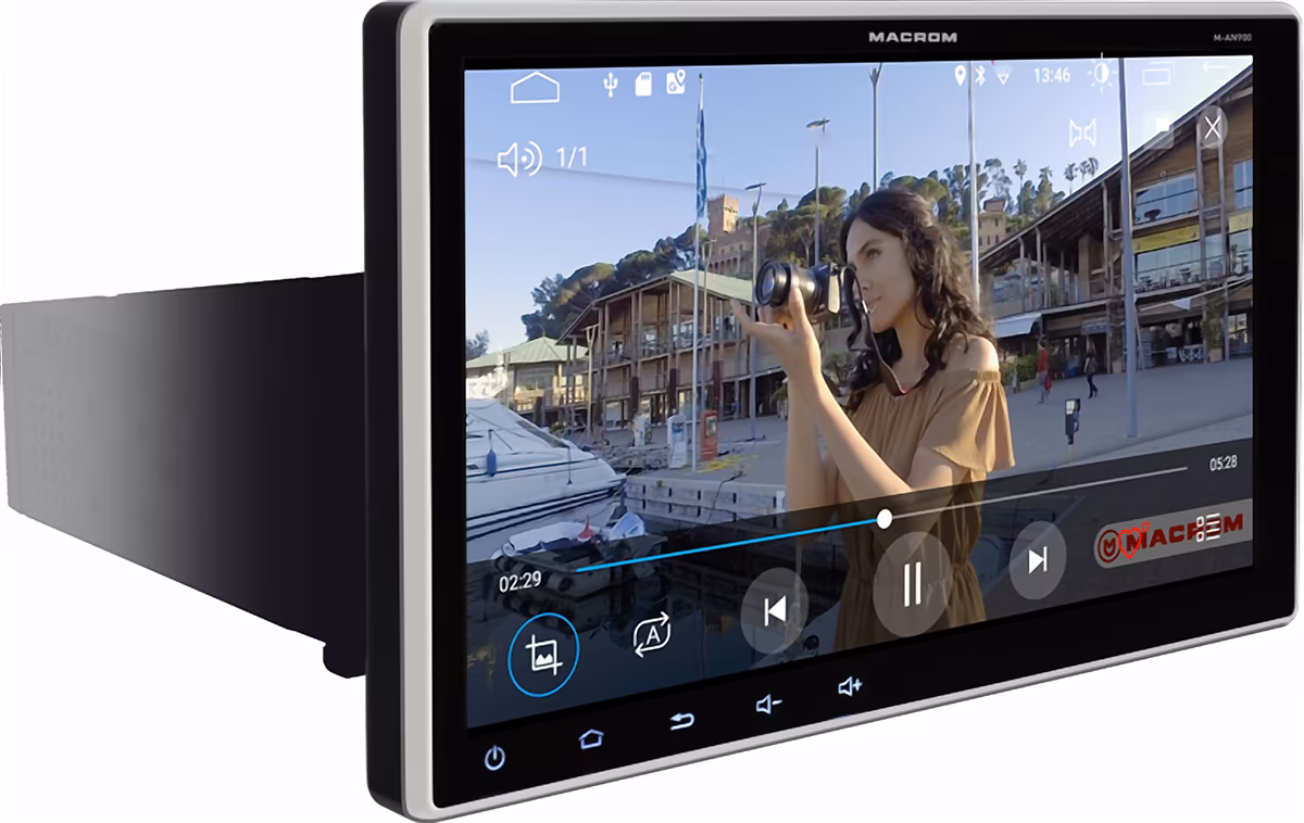 Autoradio monitor 1 din Macrom M-AN900, Wi-Fi, Bluetooth, USB, Sistema Operativo Android 10, GPS Integrato